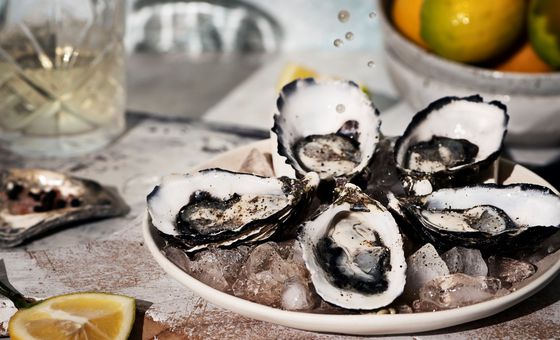 Fresh oysters served on ice during a gourmet boat experience