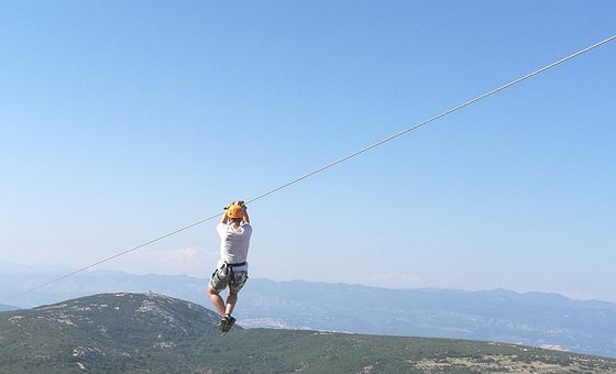 Zipline adventure over the mountains on Krk Island with panoramic nature views